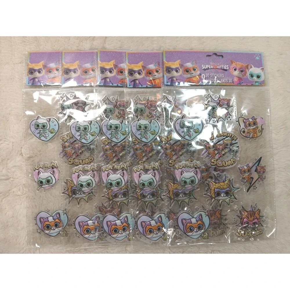 Disney Super Kitties‎ 3D Sticker 5 Pack Multicolor Lot Rare
